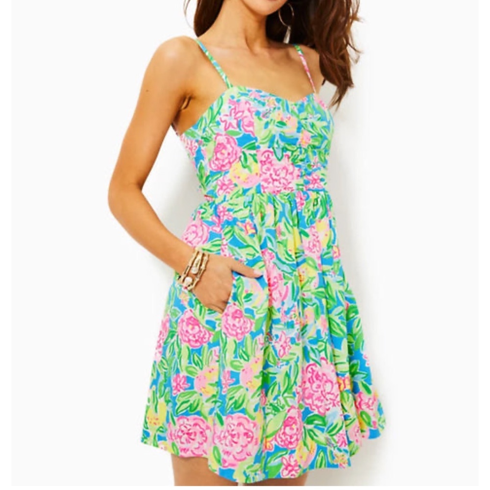Lilly Pulitzer Ilana Cotton Sundress - Grove Garden Multi Size 16 NWT